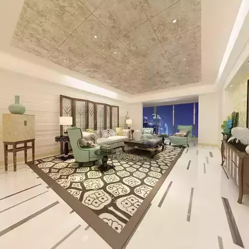 Living and Dining Room Combo in Royal Style