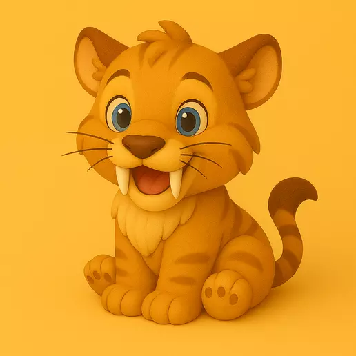 Cute Saber-Toothed Cat STL 3D Printable Figurine 3D print model
