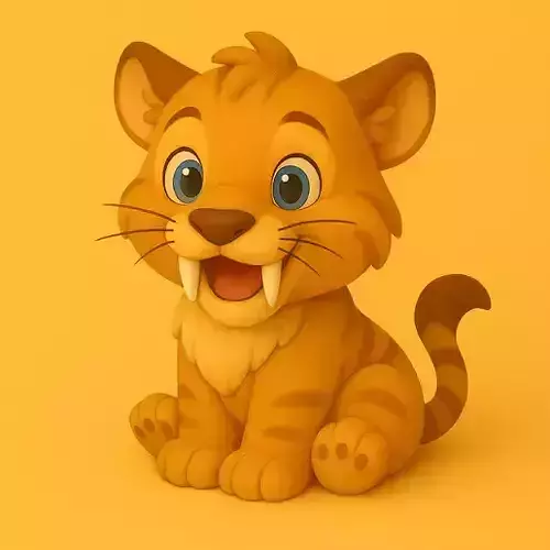 Cute Saber-Toothed Cat STL  3D Printable Figurine 3D print model