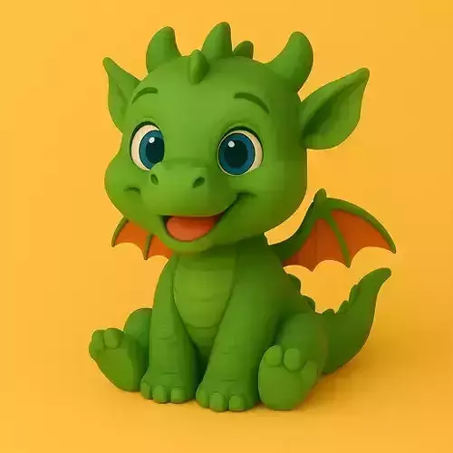 Cute Baby Dragon STL 3D Printable Fantasy Model