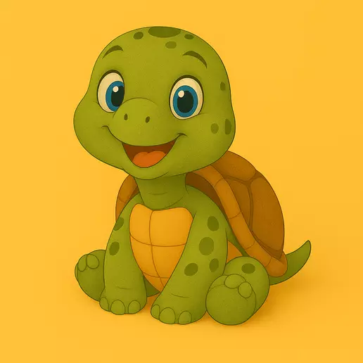 Cute Baby Turtle STL  3D Printable Cartoon Model 3D print model_1