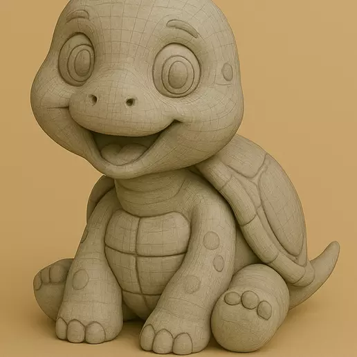 Cute Baby Turtle STL  3D Printable Cartoon Model 3D print model_0