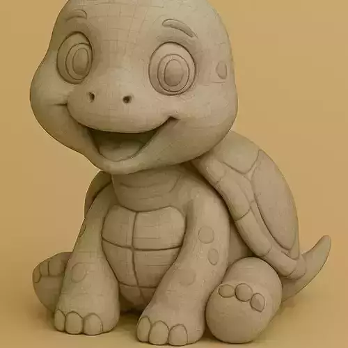 Cute Baby Turtle STL  3D Printable Cartoon Model