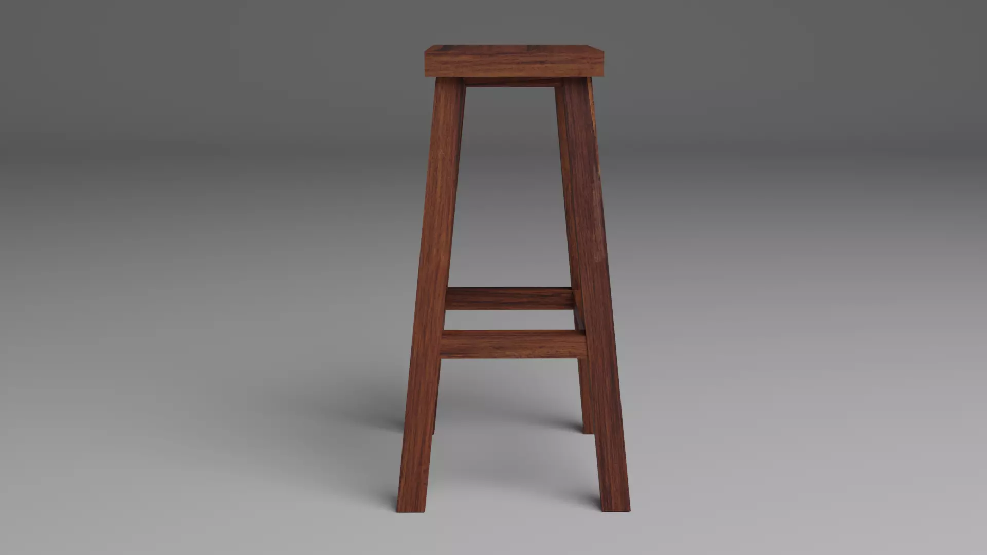 Wood stool Low-poly 3D model_2