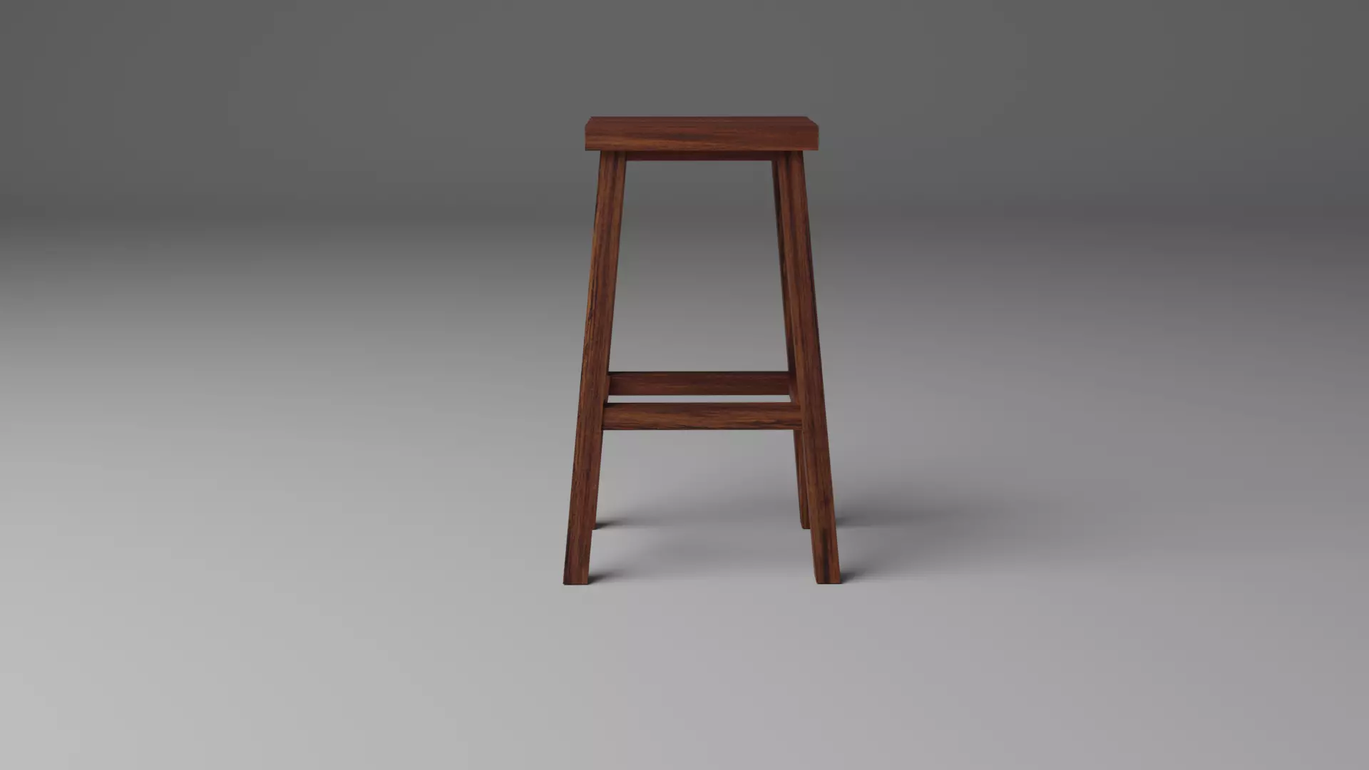 Wood stool Low-poly 3D model_1