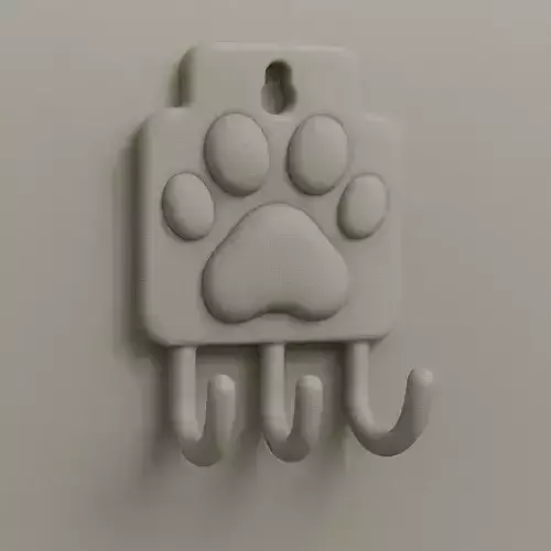 Cute Paw Print Wall Hook 3D Model   3D print model