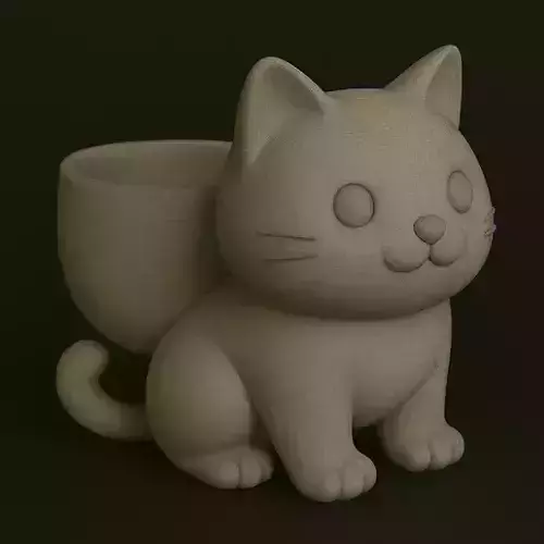 Adorable Cat Planter STL  Cute Kitty Pot for Plants