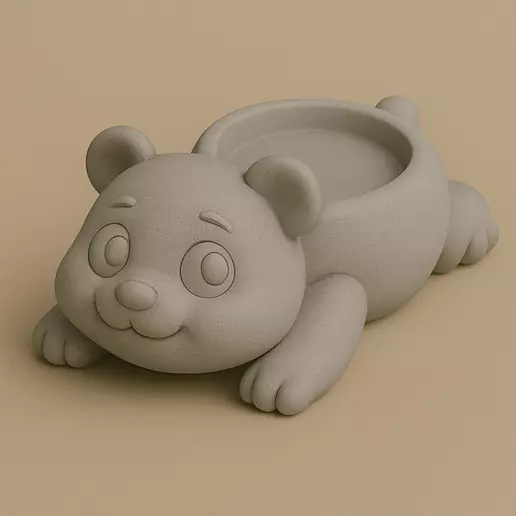 Cute Panda Planter STL Cartoon Animal Pot for Plants 3D print model_2