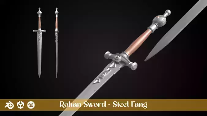 Stylized Rohan Sword - Steel Fang - Game Ready Free 3D model
