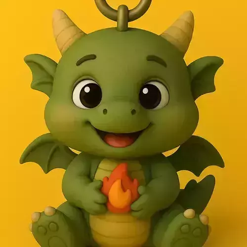 Dragon Cuddle Charm  Baby Flamekeeper Keychain 3D print model