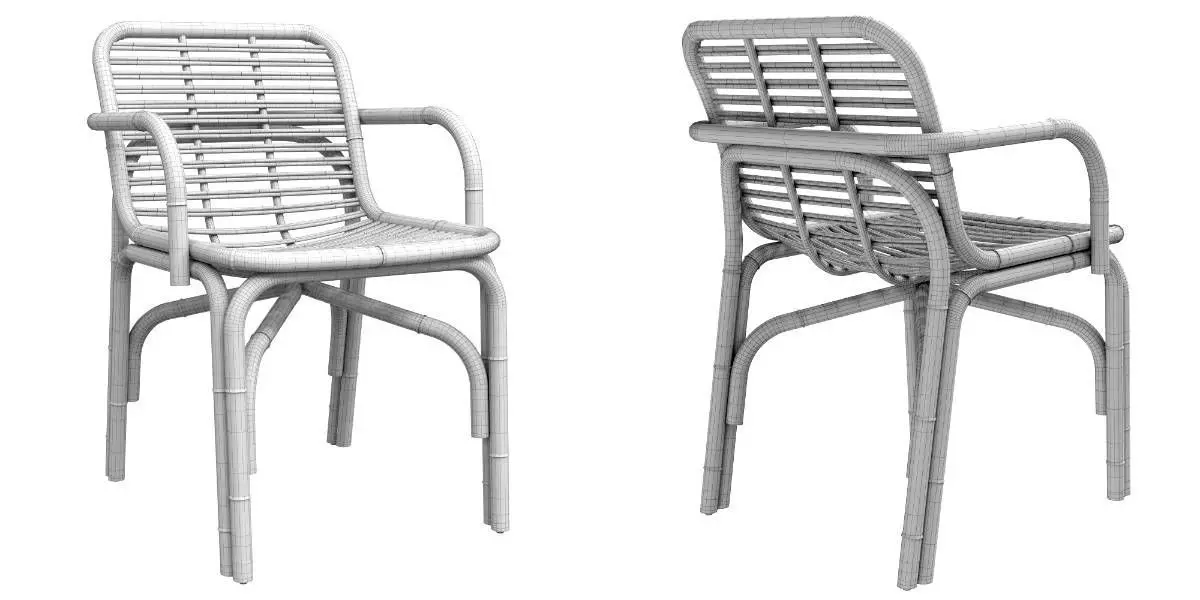 Black Peak armchair INDOOR rattan Cane-line 3D model_13