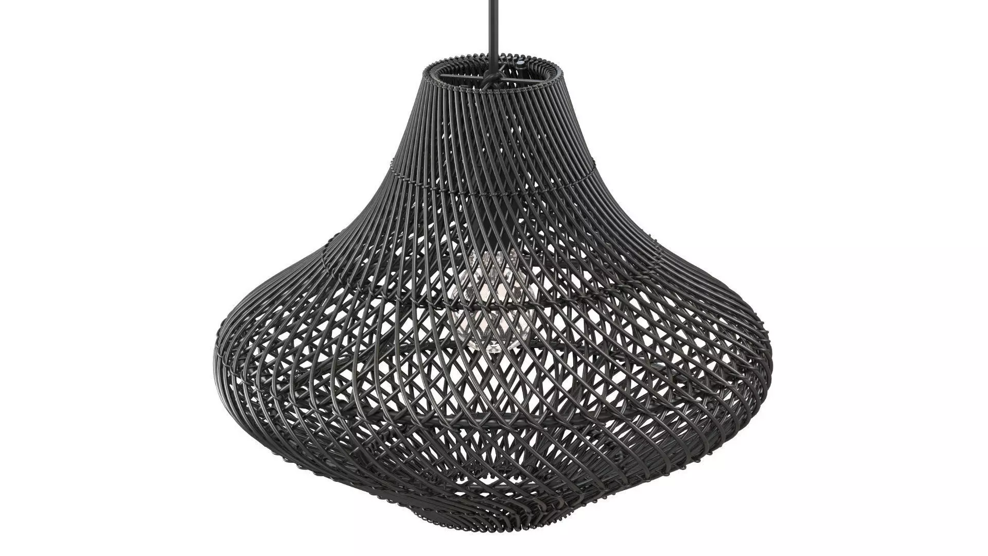Pasadena Rattan Ceiling Tulip Skirt Black Lamp 3D model_3