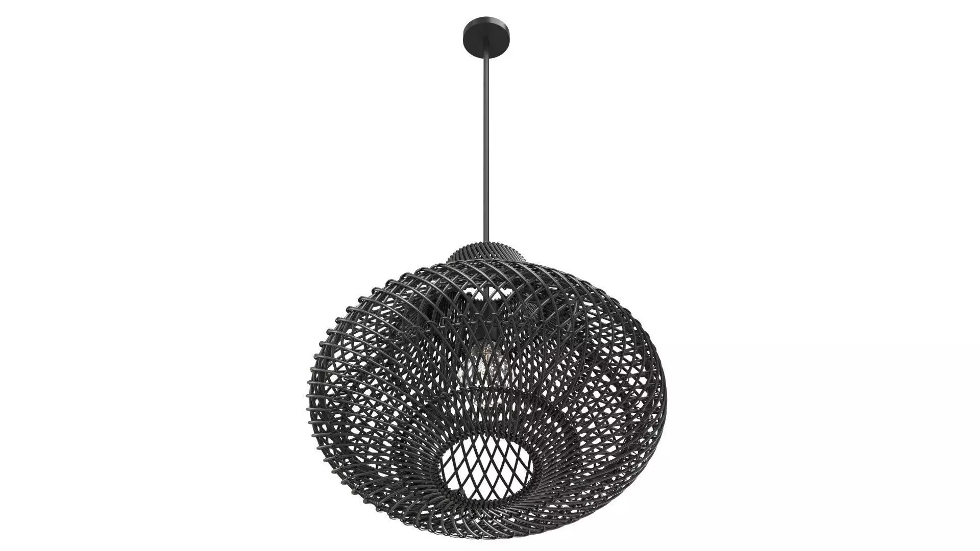 Pasadena Rattan Ceiling Tulip Skirt Black Lamp 3D model_4