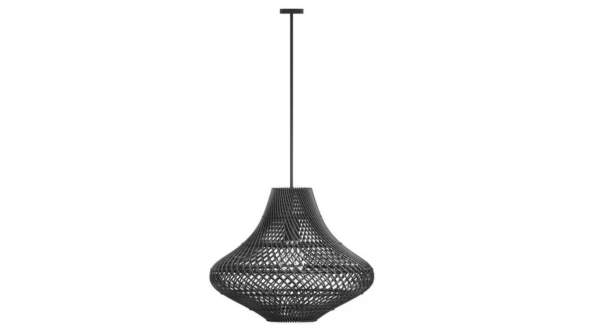 Pasadena Rattan Ceiling Tulip Skirt Black Lamp 3D model_7