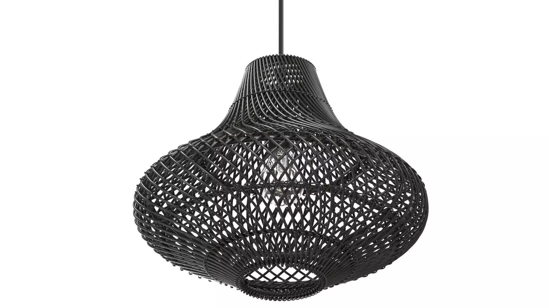 Pasadena Rattan Ceiling Tulip Skirt Black Lamp 3D model_2
