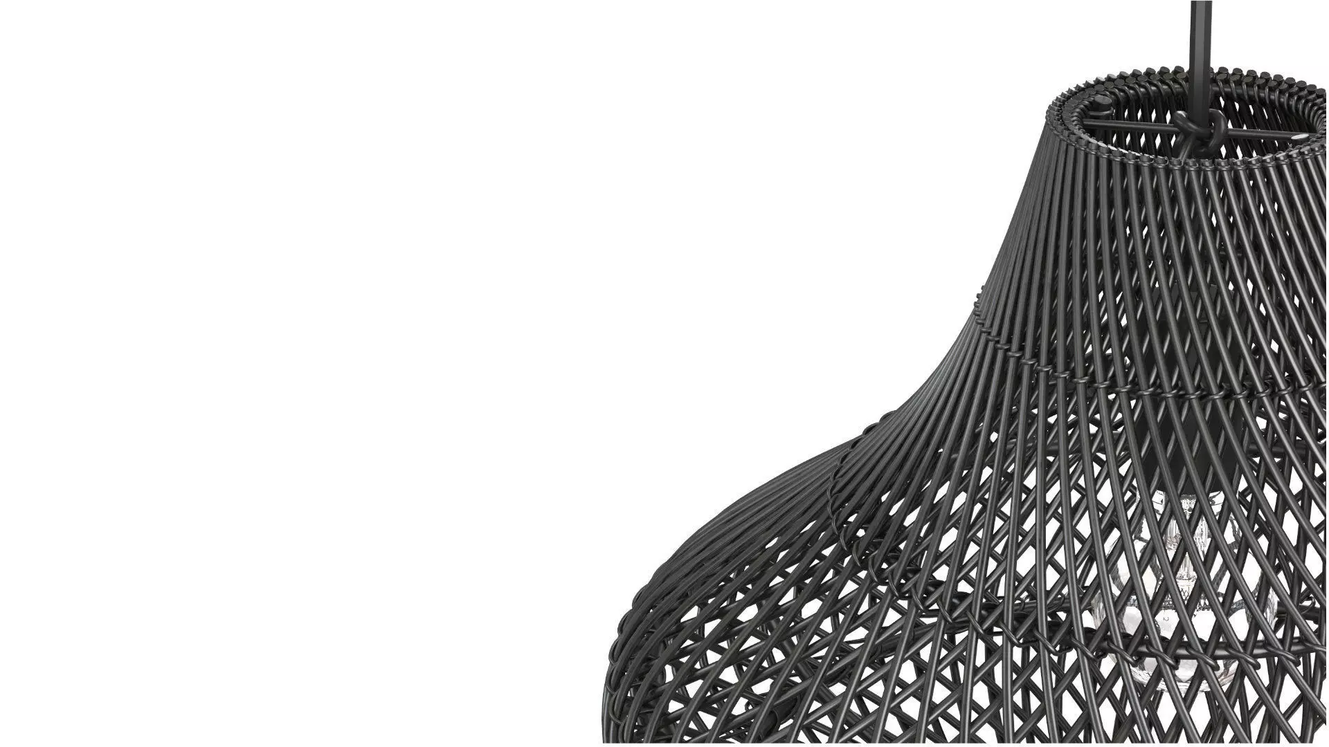 Pasadena Rattan Ceiling Tulip Skirt Black Lamp 3D model_6