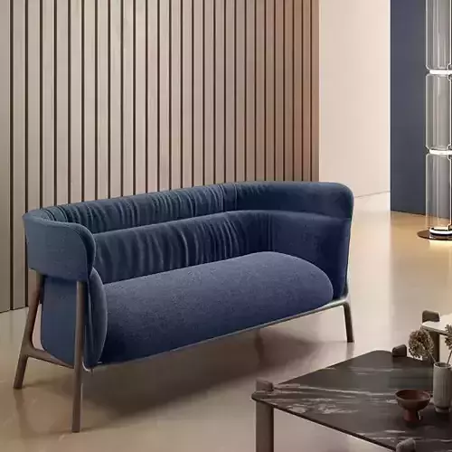 Modern Blue Fabric Sofa 3D model