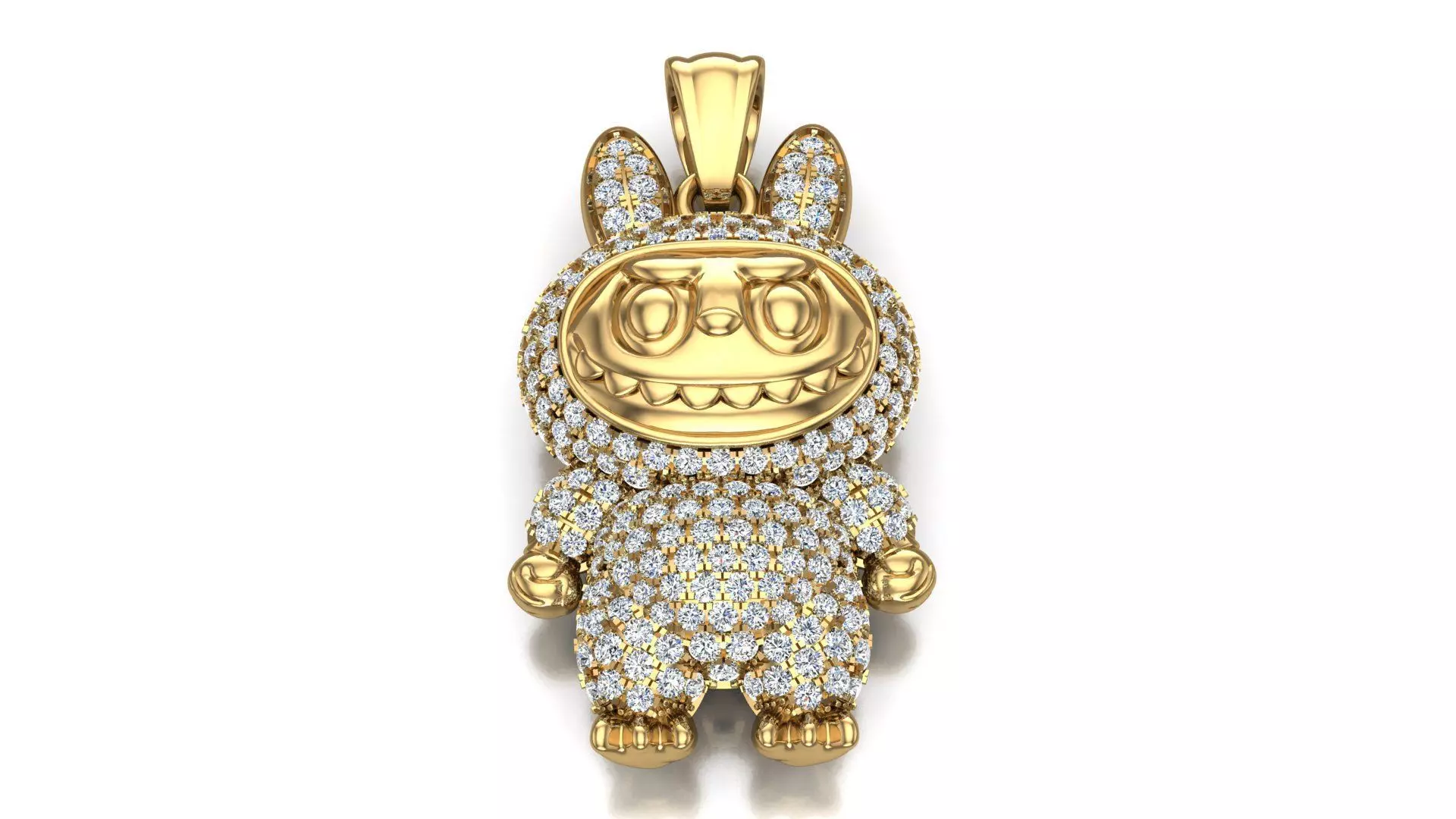 Labubu cute diamond pendant 3D print model_6