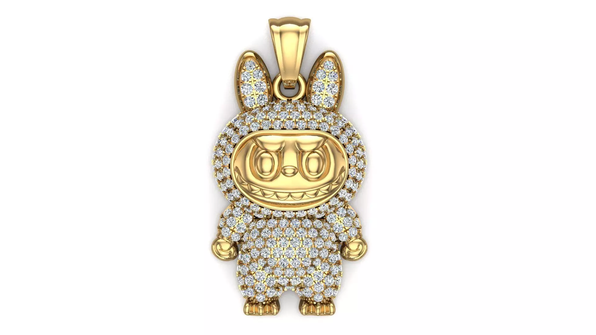 Labubu cute diamond pendant 3D print model_2