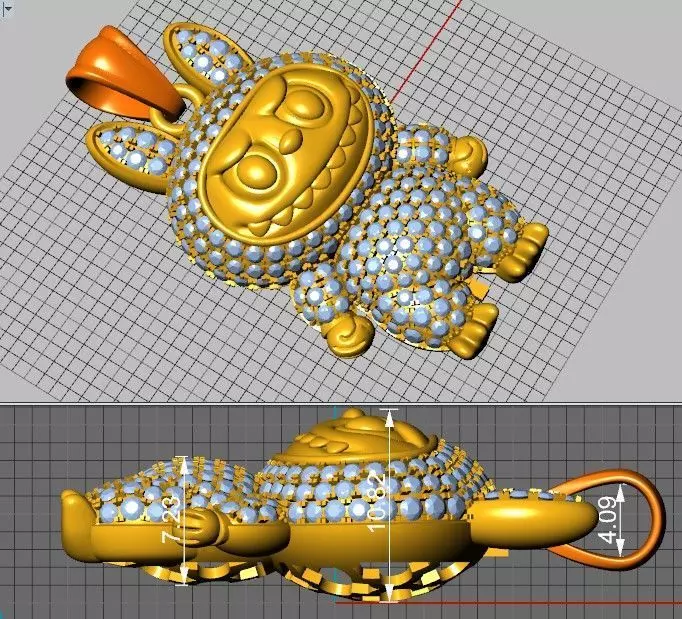 Labubu cute diamond pendant 3D print model_8