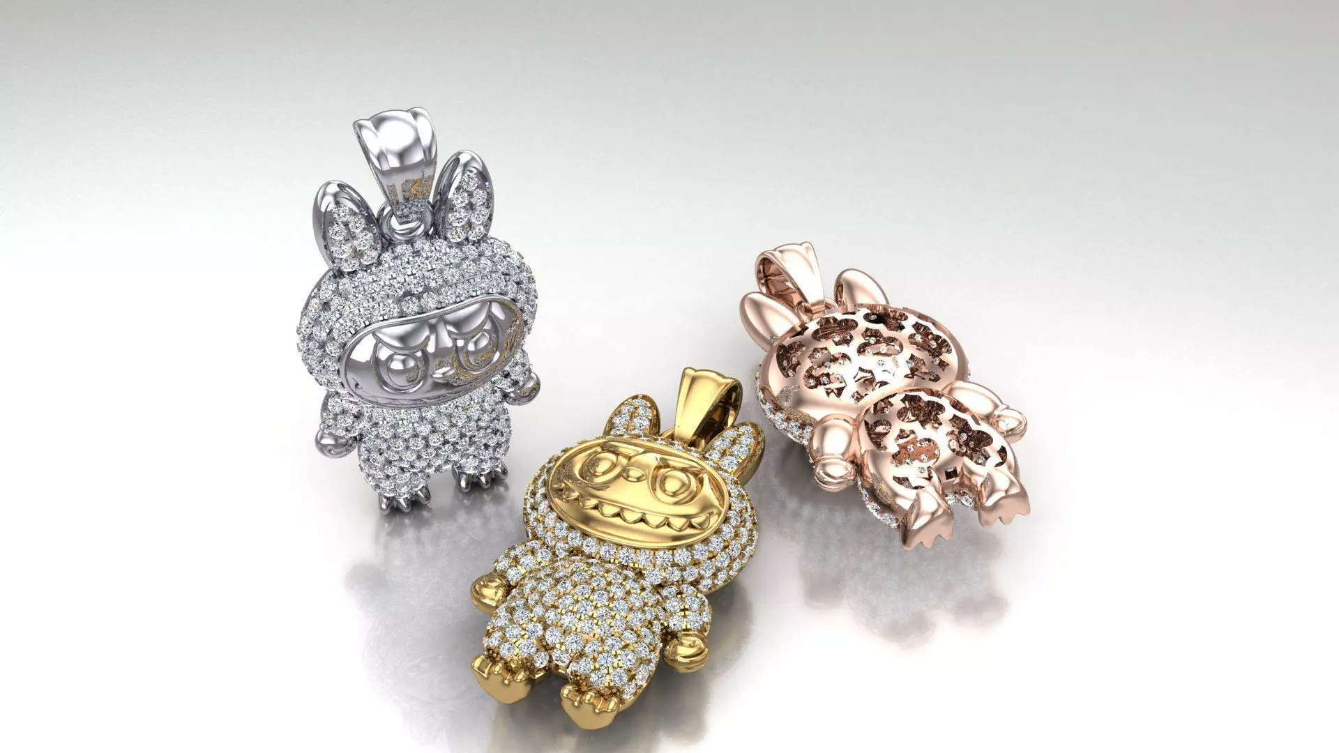 Labubu cute diamond pendant 3D print model_1