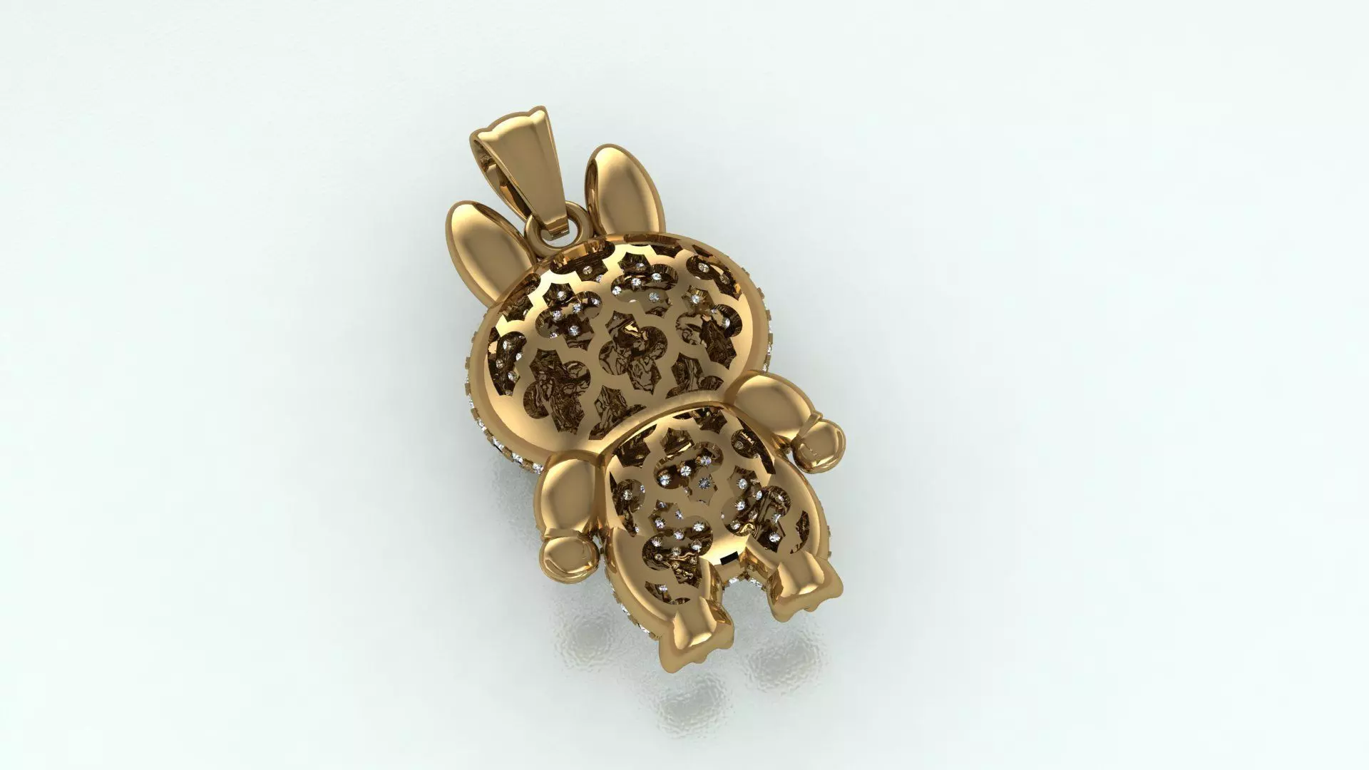 Labubu cute diamond pendant 3D print model_3