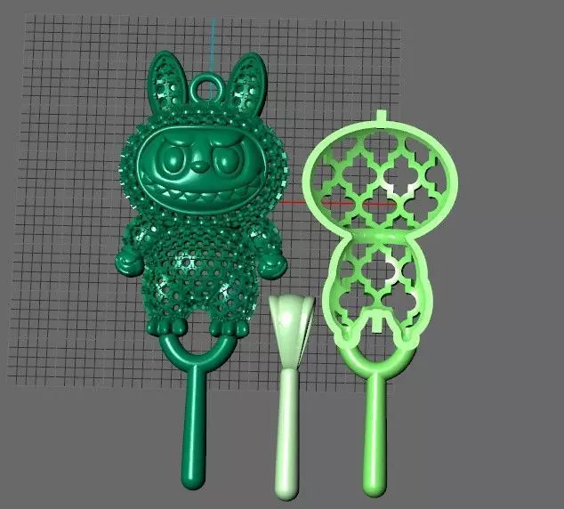 Labubu cute diamond pendant 3D print model_11