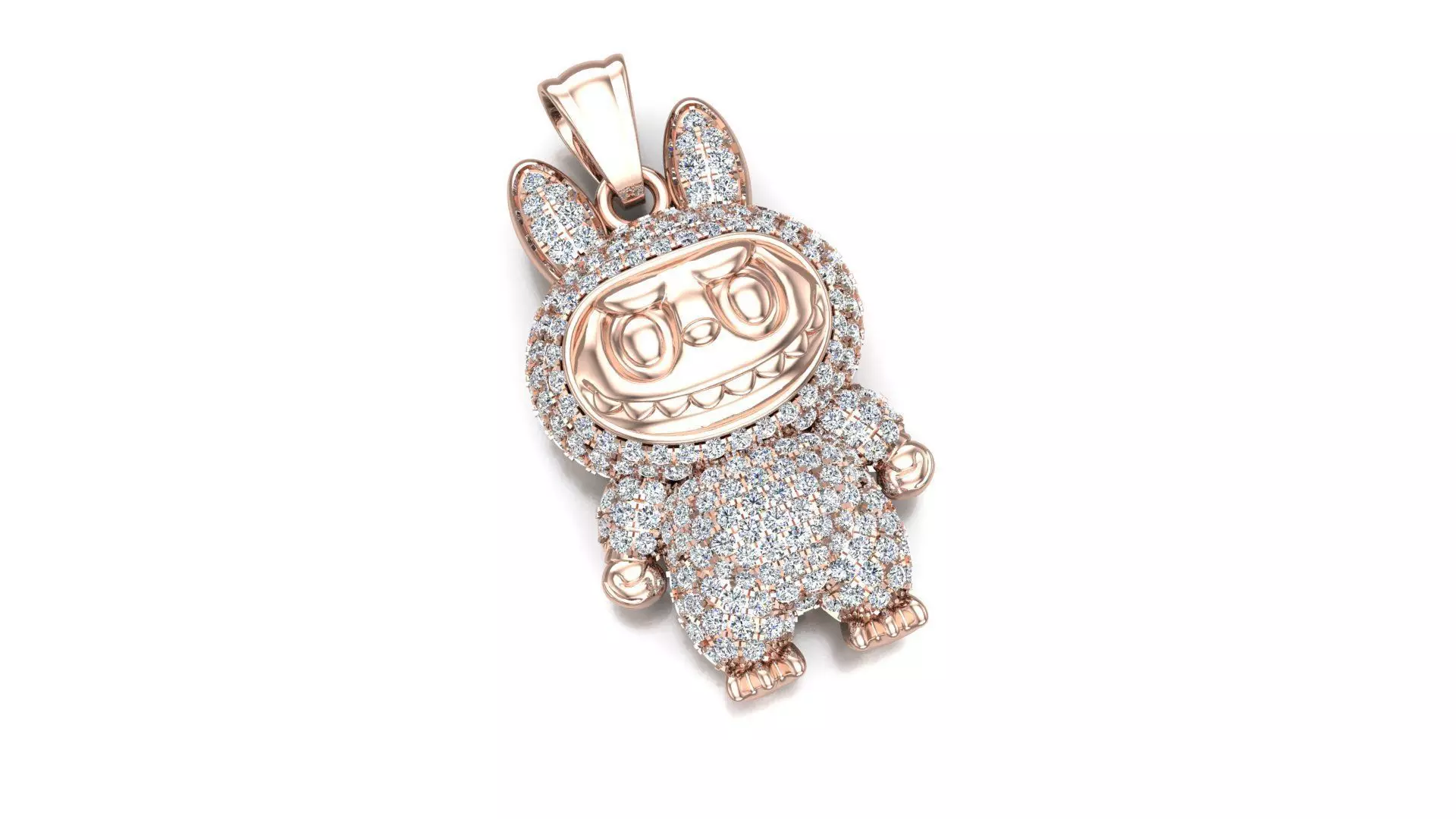 Labubu cute diamond pendant 3D print model_7