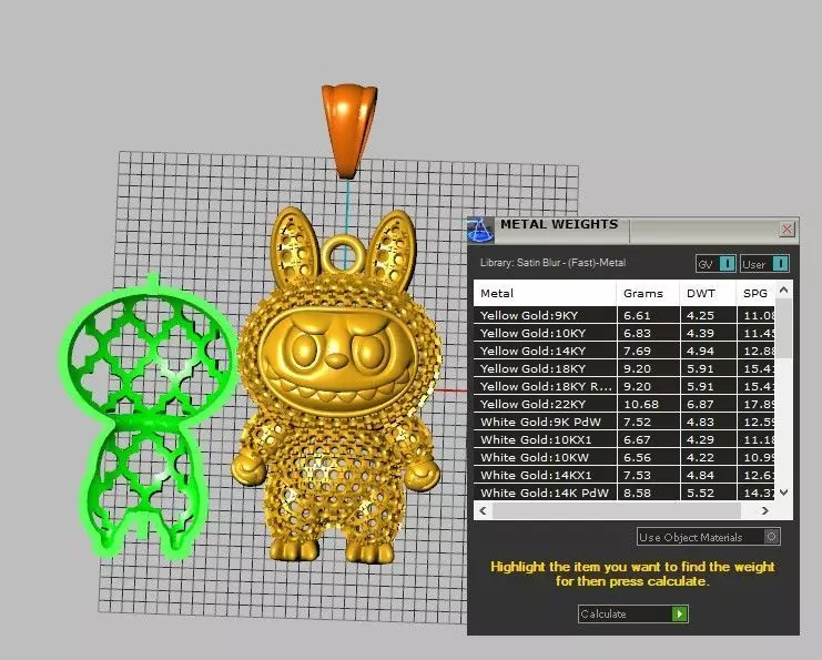 Labubu cute diamond pendant 3D print model_9