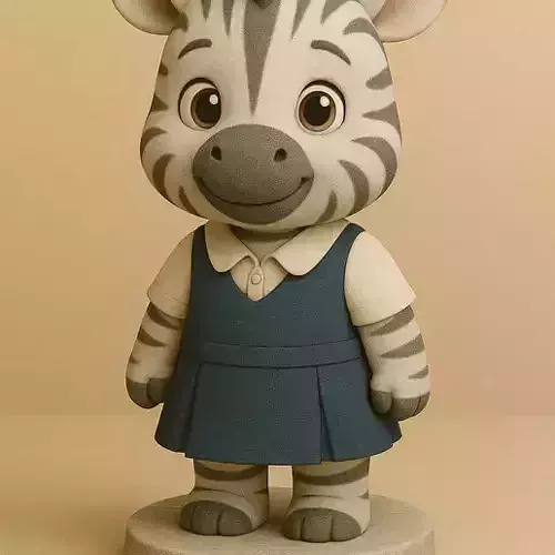 Cute Baby Zebra STL  School Girl 3D Print Figurine 3D print model
