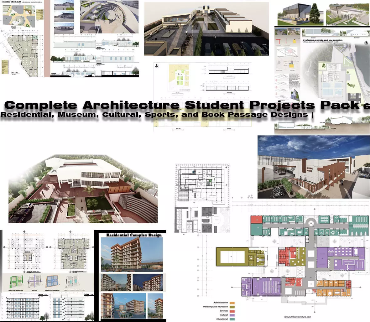 6 Complete Architecture Student Projects Pack  3D model_0