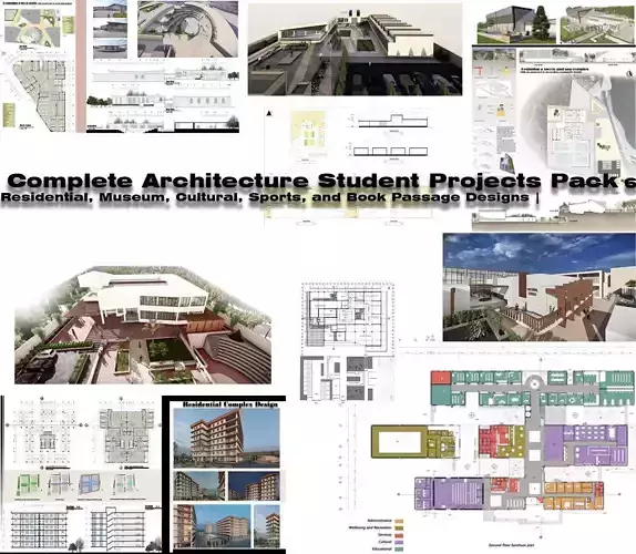 6 Complete Architecture Student Projects Pack  3D model