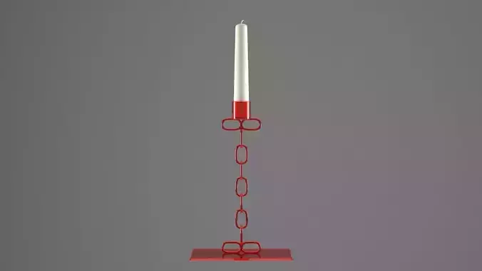 Chain I Candleholder Red Glass Color