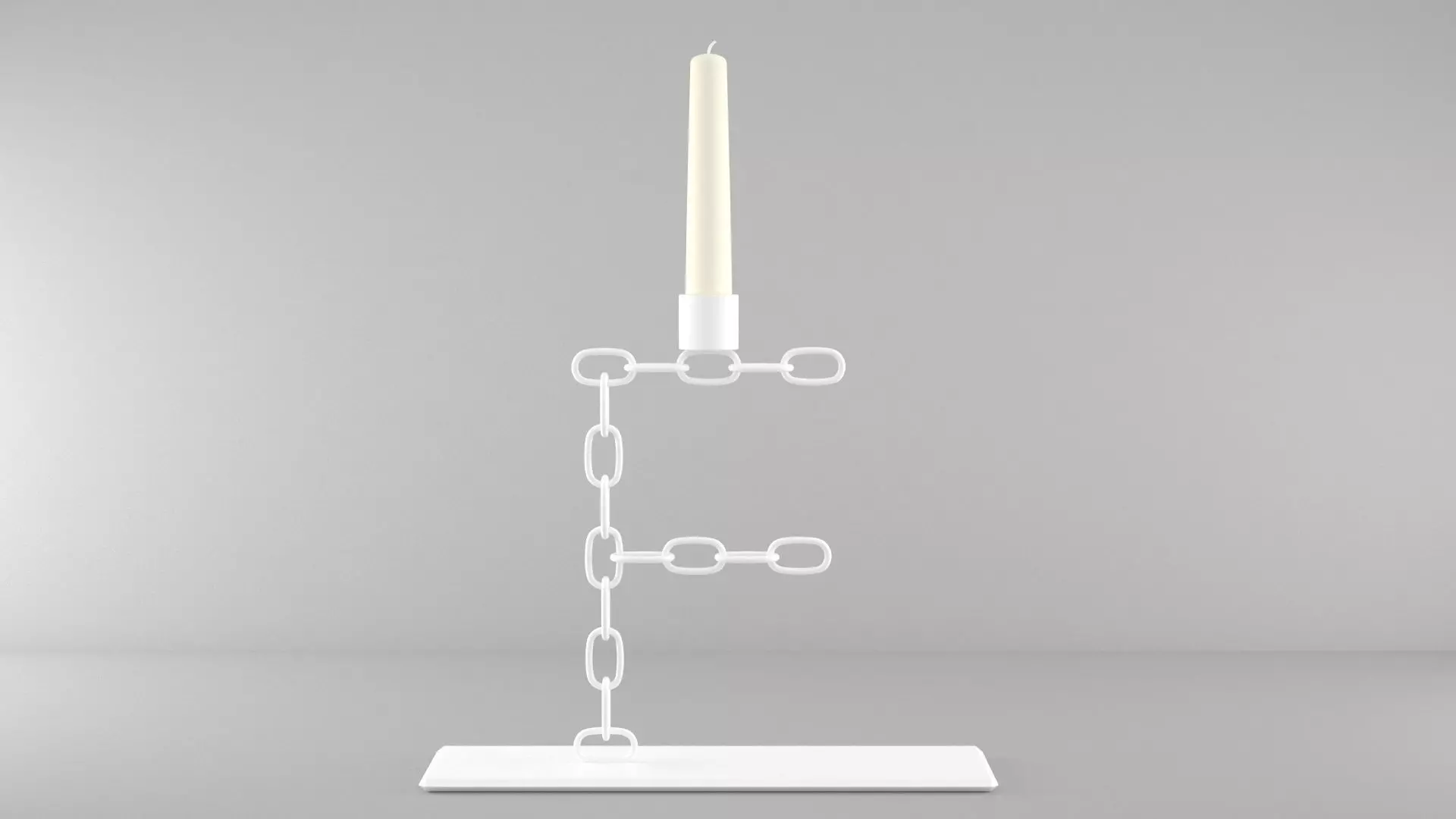 Chain F Candleholder White Color 3D model_0