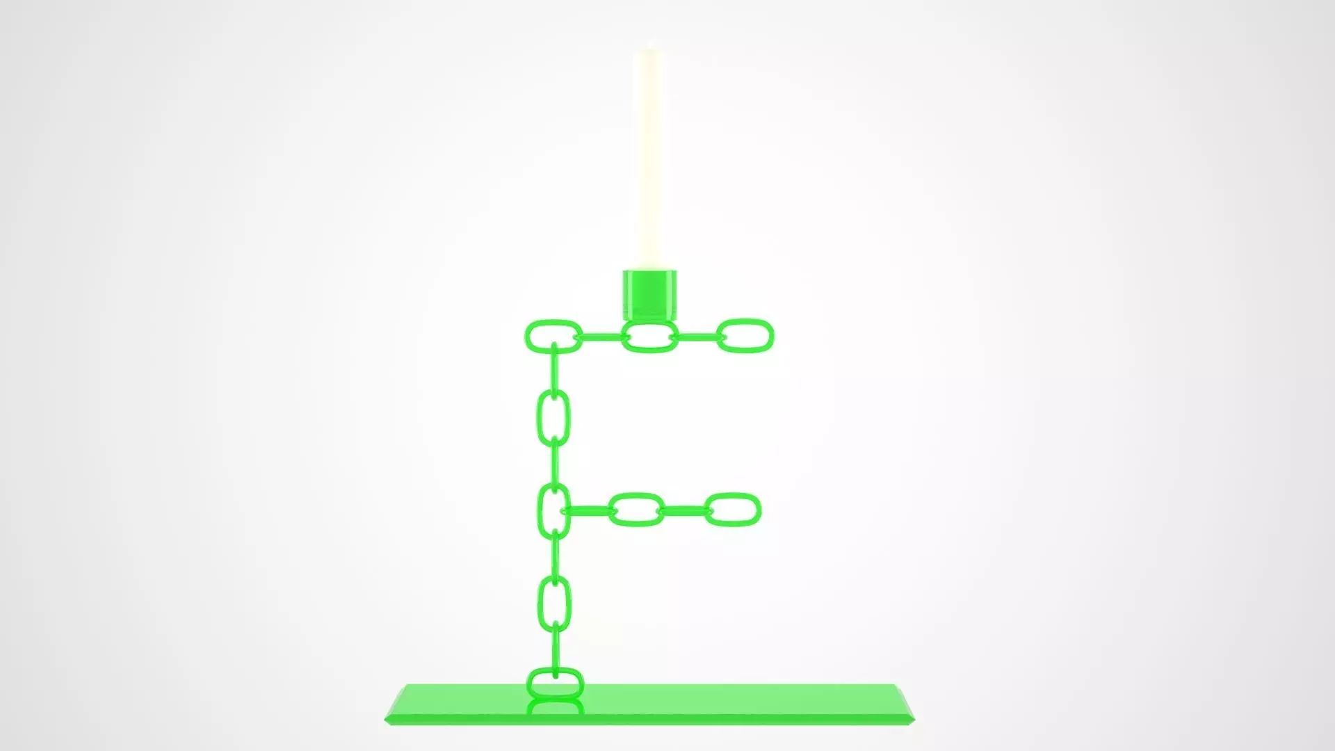 Chain F Candleholder Green Glass Color 3D model_0
