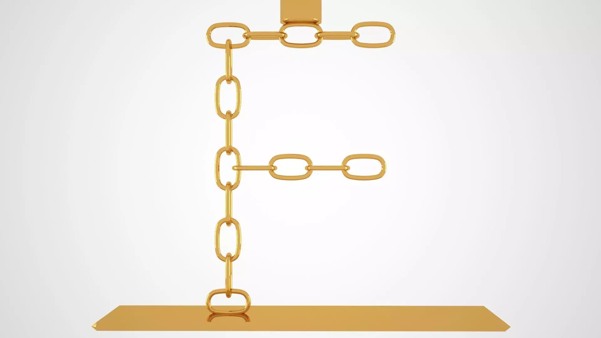 Chain F Candleholder Gold Color 3D model_4