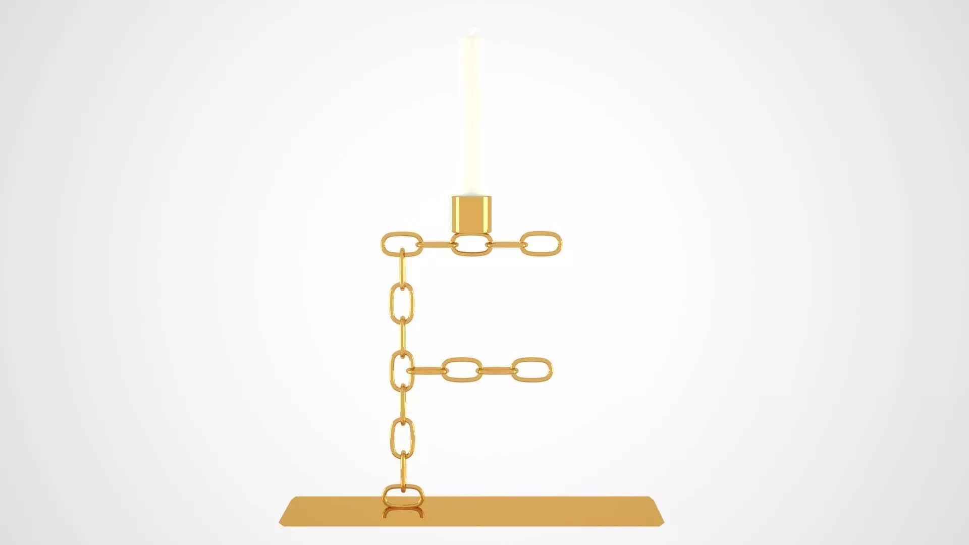 Chain F Candleholder Gold Color 3D model_0
