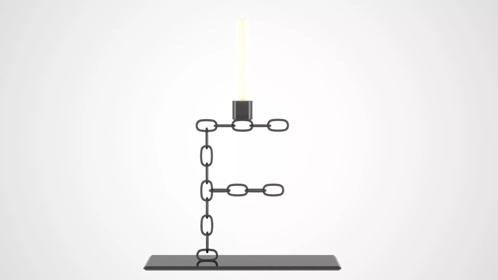 Chain F Candleholder Black Glass Color 3D model_0