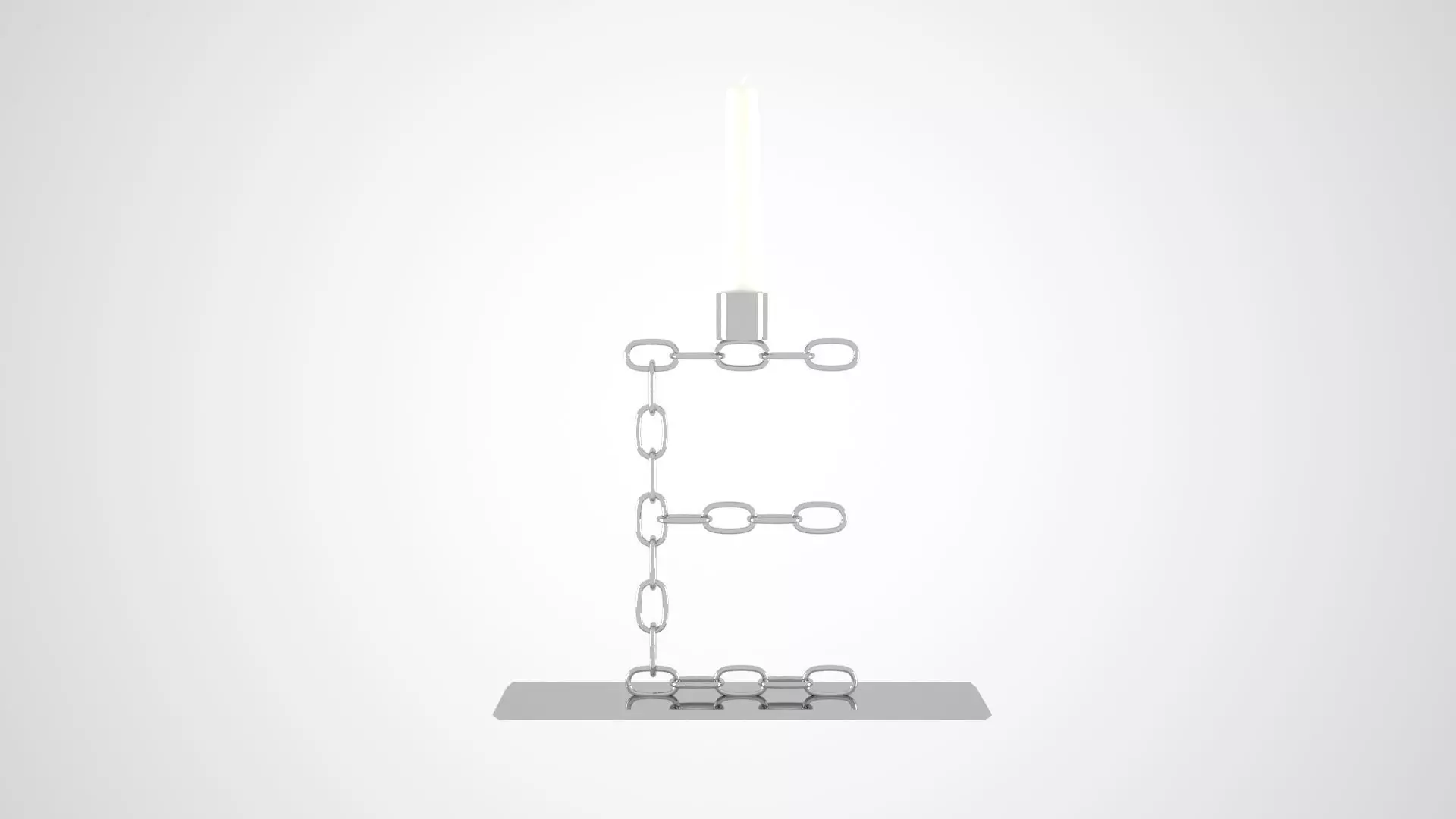 Chain E Candleholder Sliver Color 3D model_0