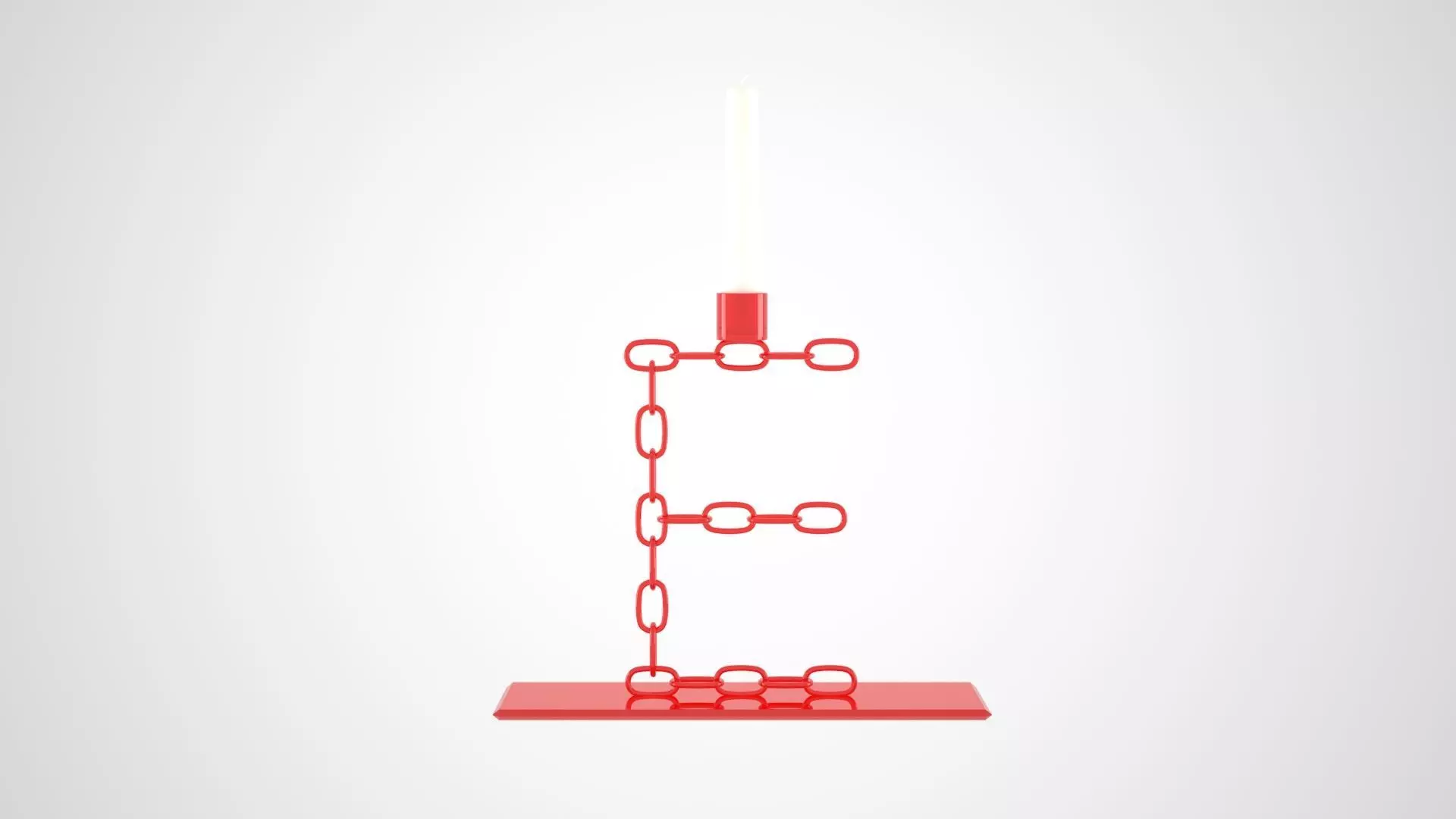 Chain E Candleholder Red Glass Color 3D model_0