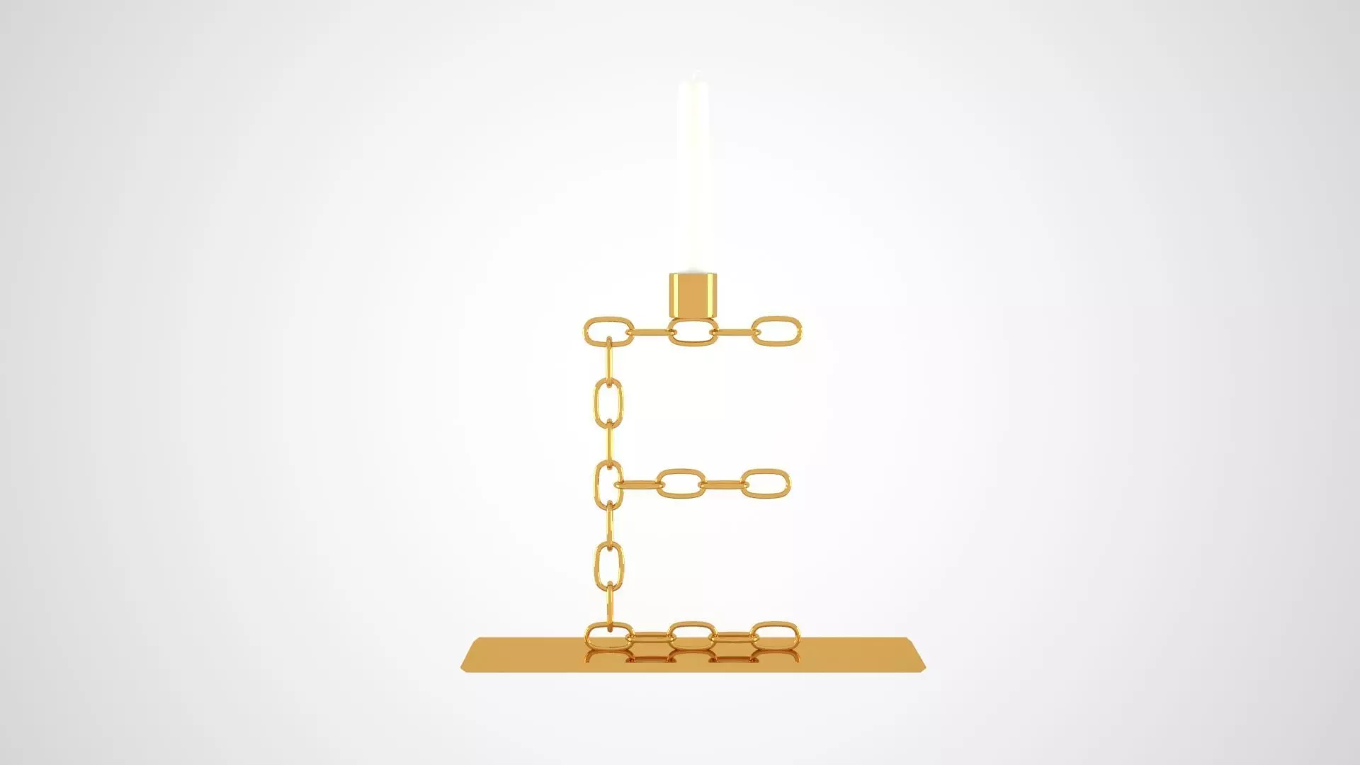 Chain E Candleholder Gold Color 3D model_0