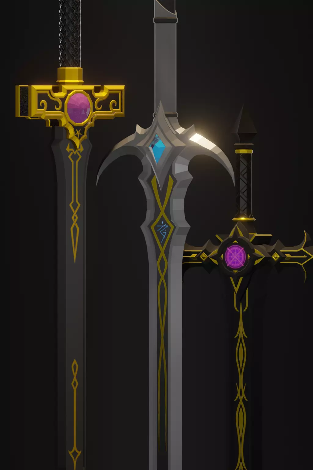 3in1 Arcane Blade Pack Simple Series I Low-poly 3D model_3