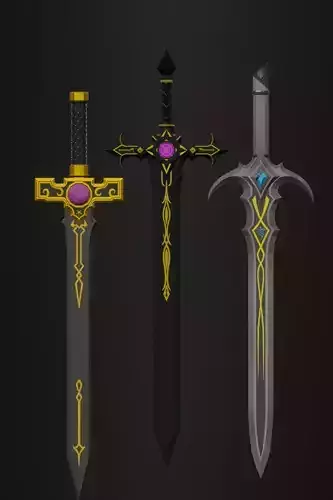 3in1 Arcane Blade Pack Simple Series I Low-poly 3D model