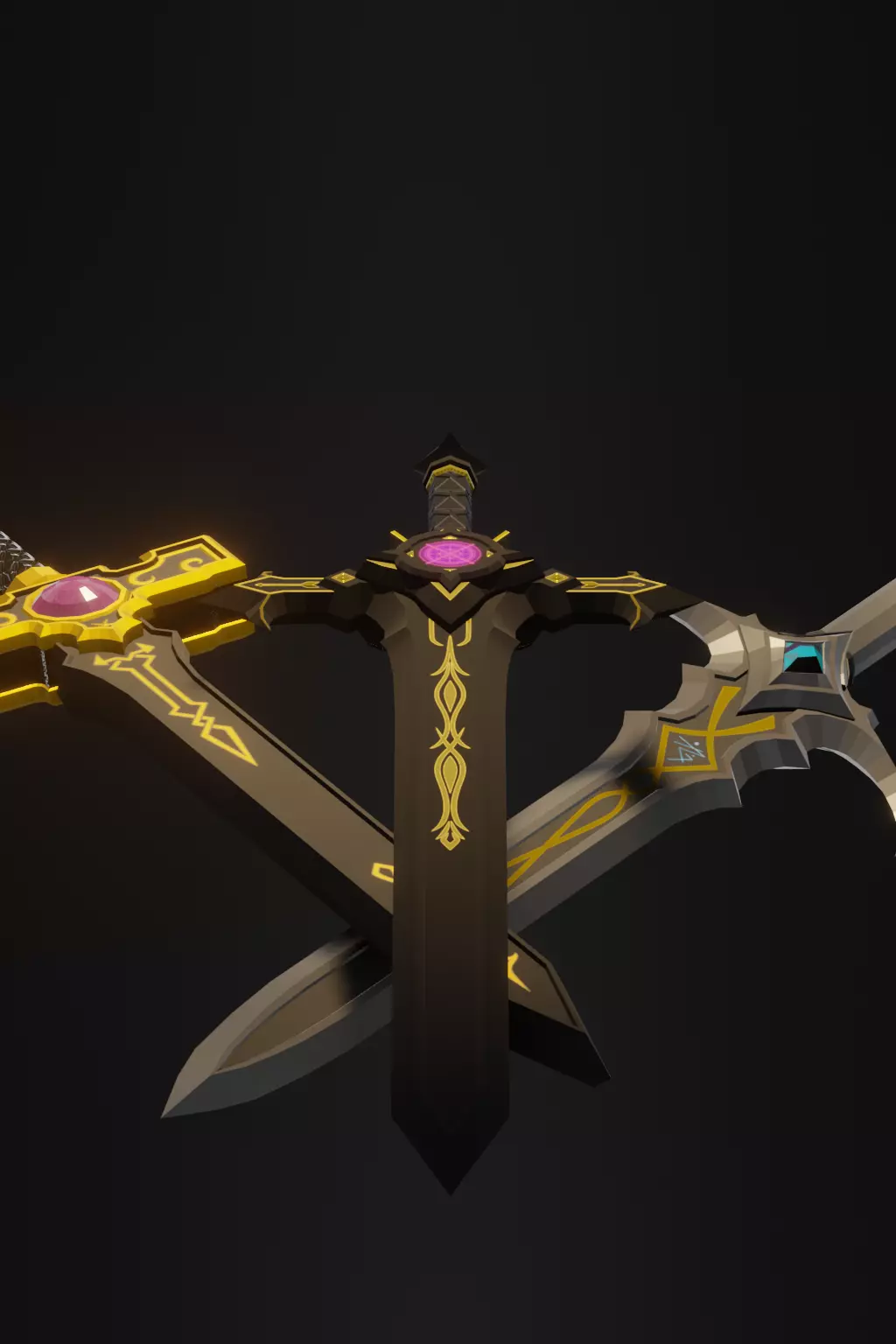 3in1 Arcane Blade Pack Simple Series I Low-poly 3D model_2