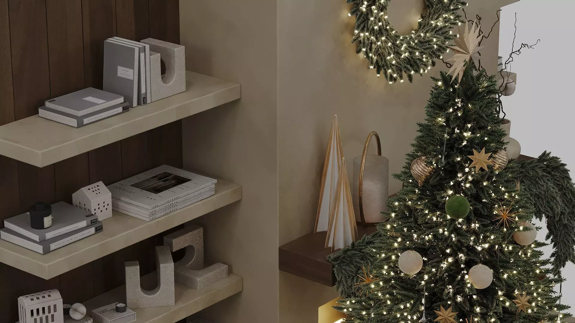 Christmas tree with fireplace Low-poly 3D model_2