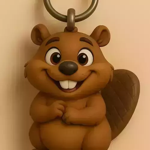 Cheerful Beaver Keychain