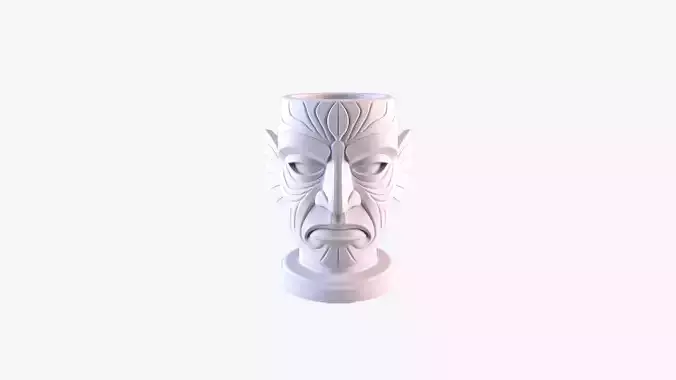 Shaman Mask Pen Holder Tribal Spirit Desk Organizer STL File 3D 3D print model