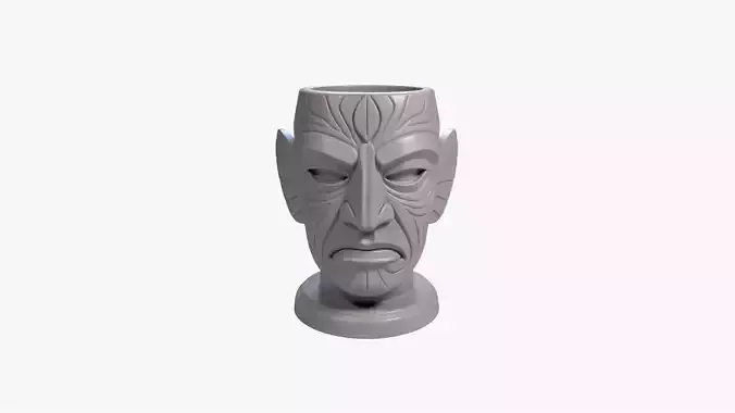 Shaman Mask Pen Holder Tribal Spirit Desk Organizer STL File 3D