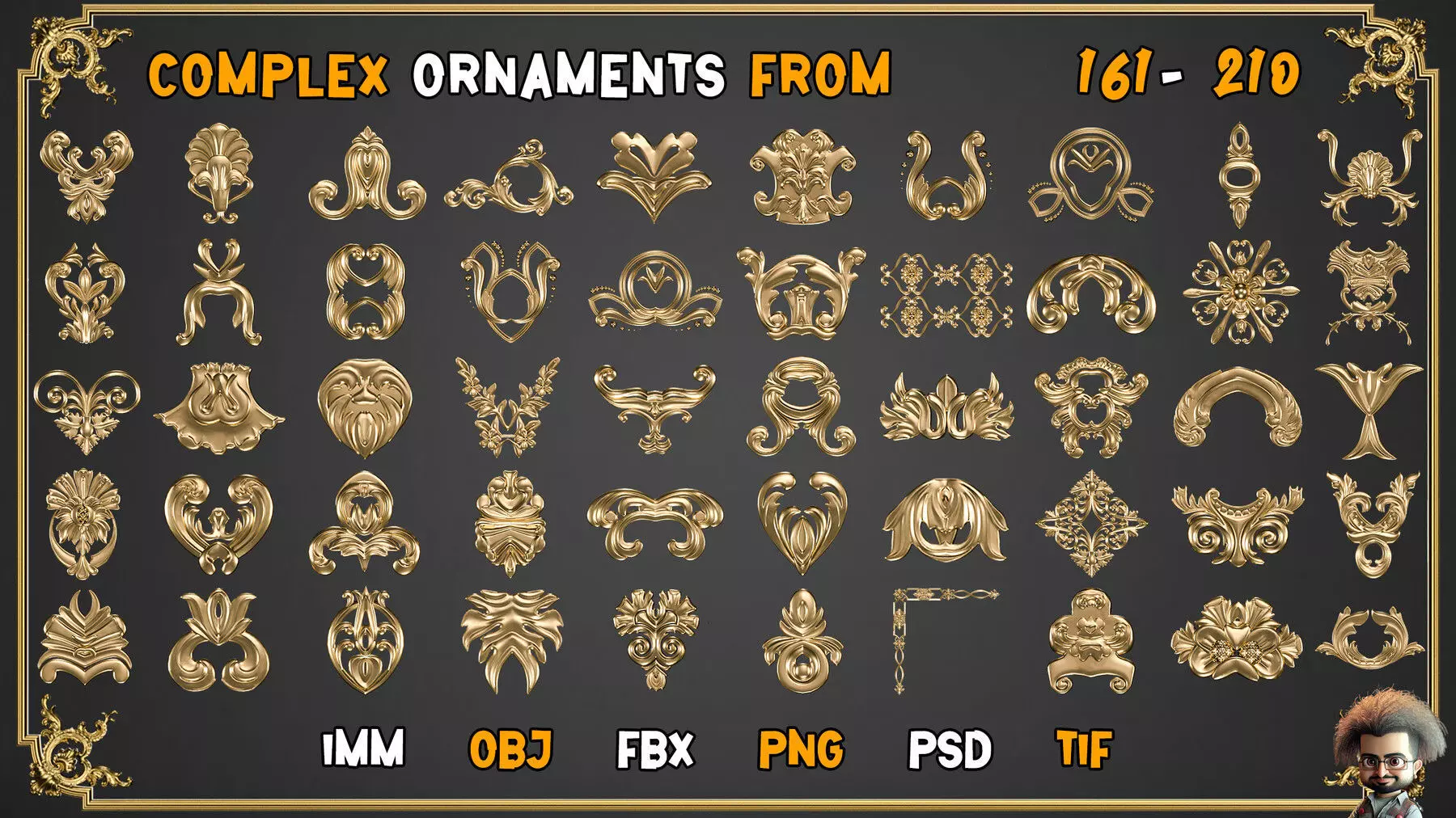 2000 SUPER ORNAMENTAL MEGAPCK  KING OF ORNAMENTS BRUSH     Low-poly 3D model_44