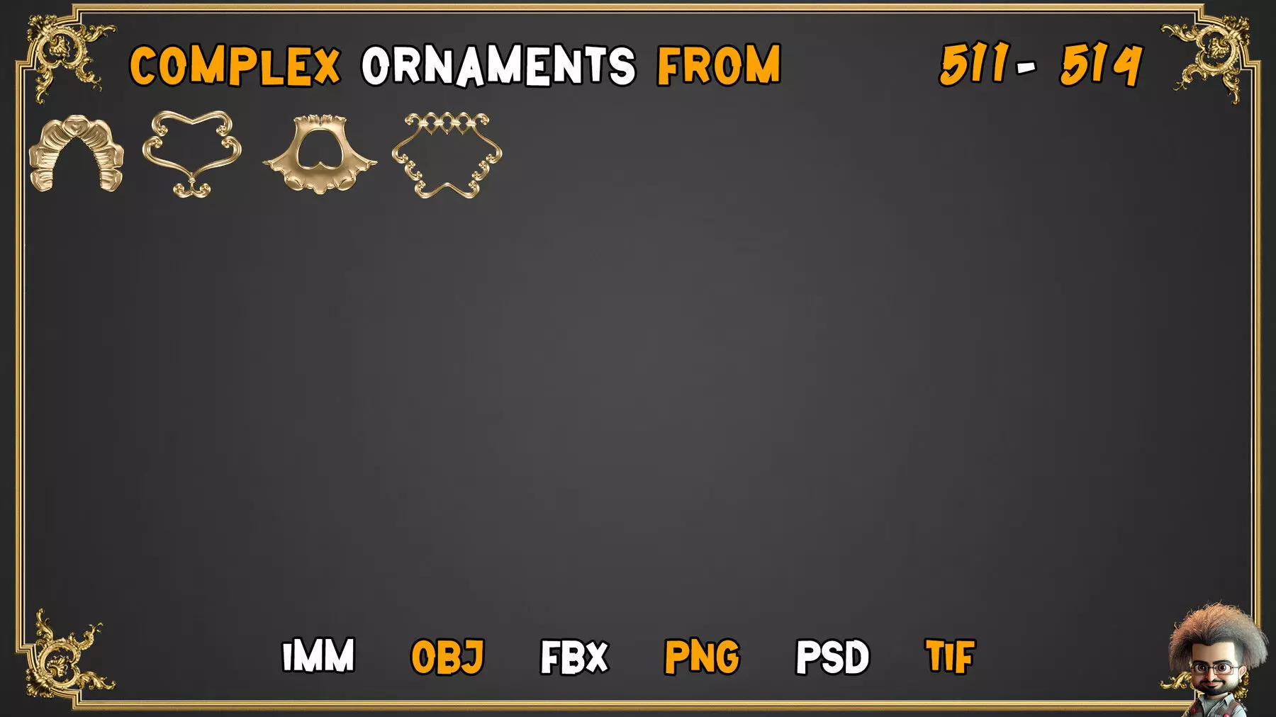 2000 SUPER ORNAMENTAL MEGAPCK  KING OF ORNAMENTS BRUSH     Low-poly 3D model_7